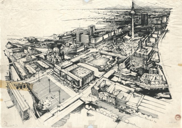 Dieter Bankert, Stadtzentrum, Vogelschau, 1976, IRS Erkner / Wissenschaftliche Sammlungen